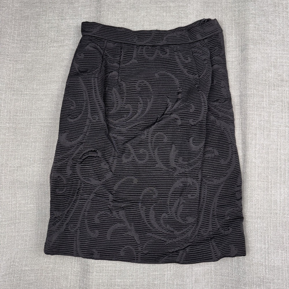 Vintage Black Patterned Mid/Long Skirt Size 6